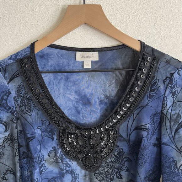 Vtg 90s Beaded Fairy Grunge Top Womens Small Blue Phoebe Friends Whimsigoth Boho - Picture 6 of 16